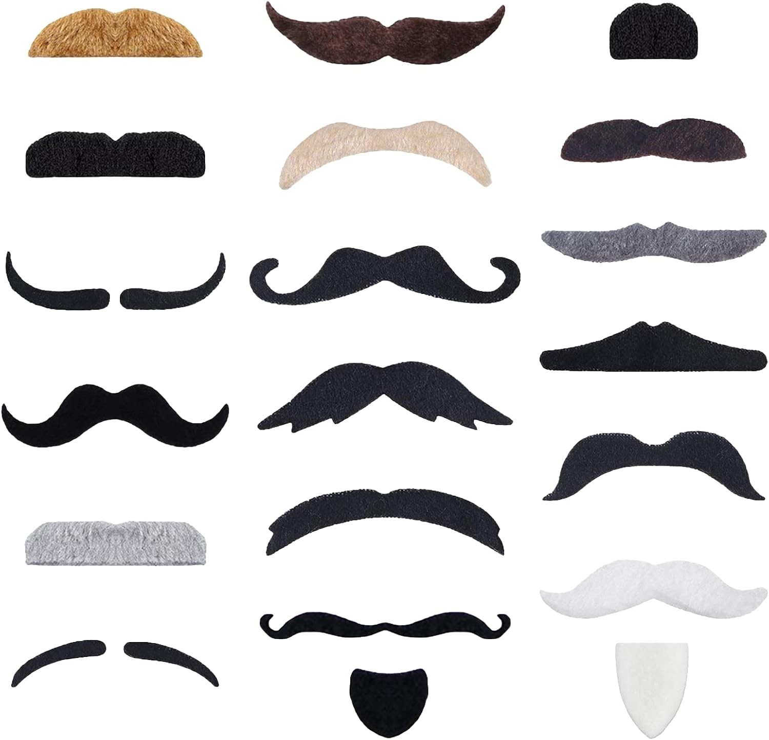 KICNIC 60 Pcs Fake Mustaches Self Adhesive (20 Designs) Novelty Hairy Beard Cost