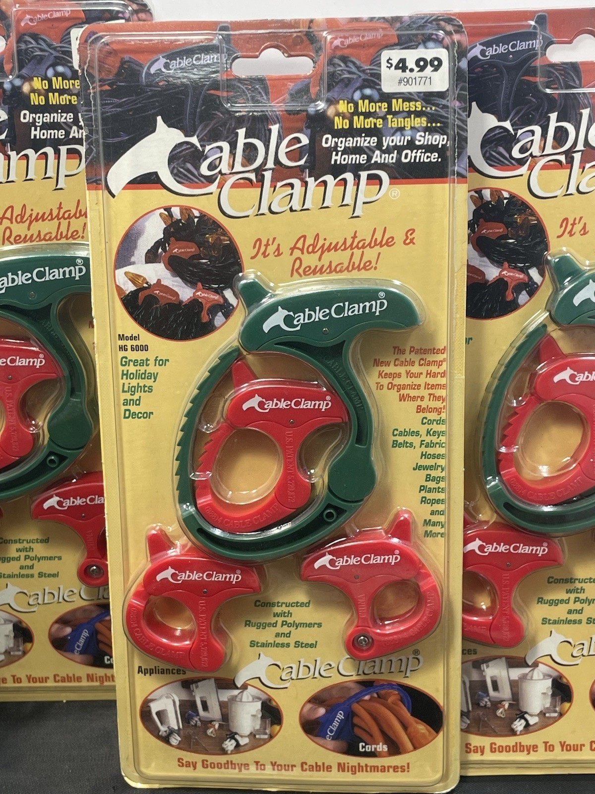 CABLE CLAMP 4 Pack Adjustable Cord Organizer Rugged Reuseable Home Office Tools