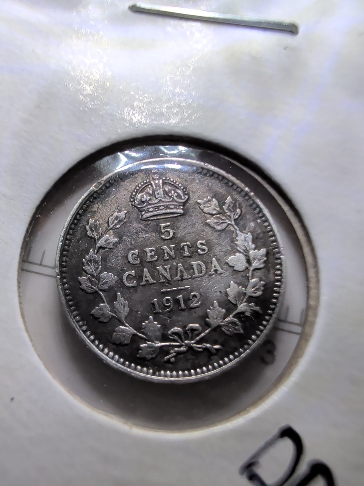 1912 Canada 5c Silver  VF+ DD97