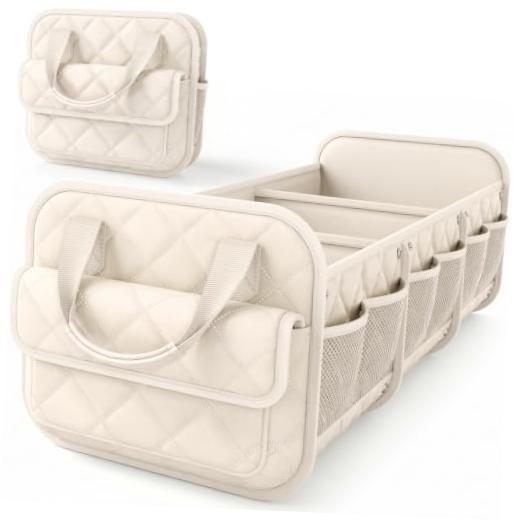 Car Trunk Organizer for Women & Men Foldable SUV 32.3" x 12.8" x 11.0" Beige