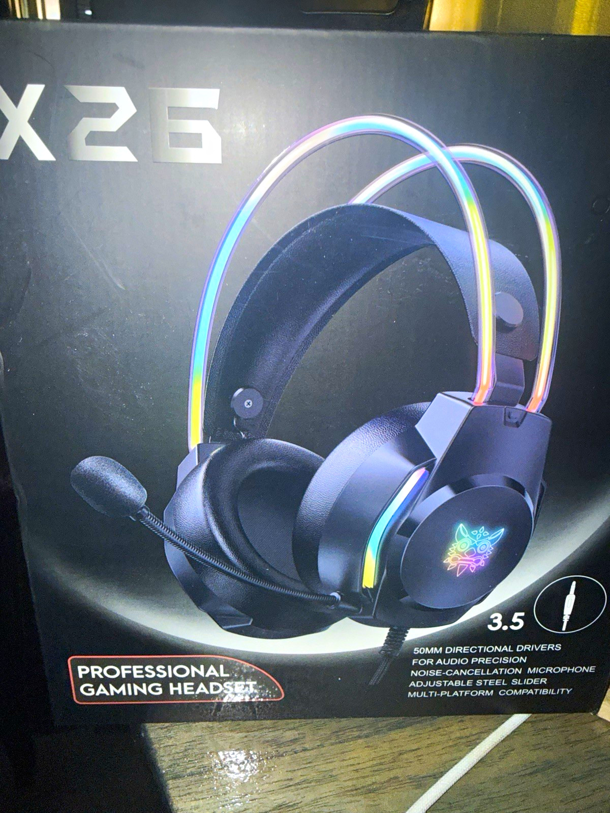 ONIKUMA X26 Over-Ear Gaming Headset 3.5mm Wired Boom Mic Noise Cancel Black