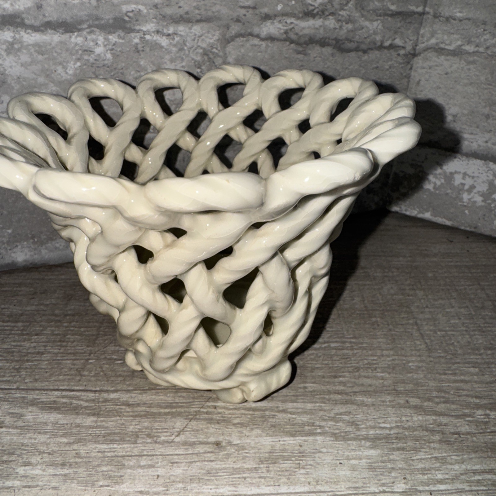 20th Century, Small Spanish Off White Goodfriend Footed Ceramic Cachepot Planter