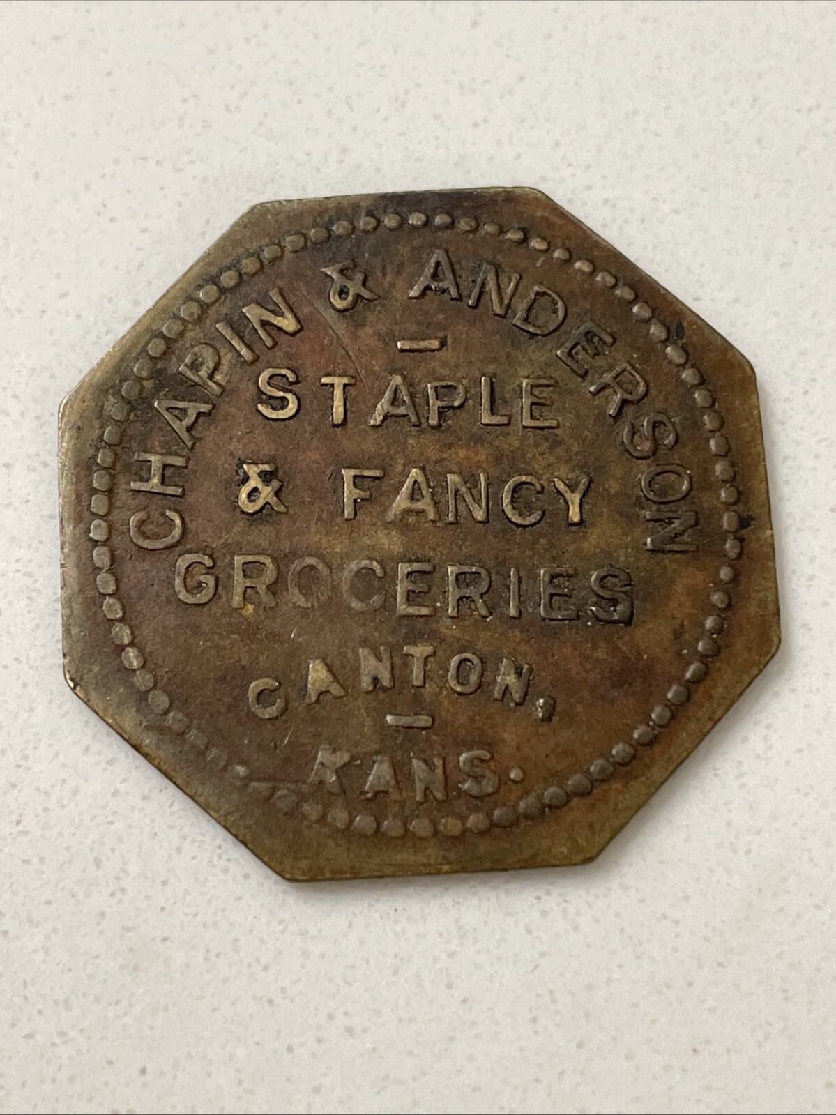 Canton Kansas Trade Token 50¢ Chapin & Anderson Staple & Fancy Groceries Rare