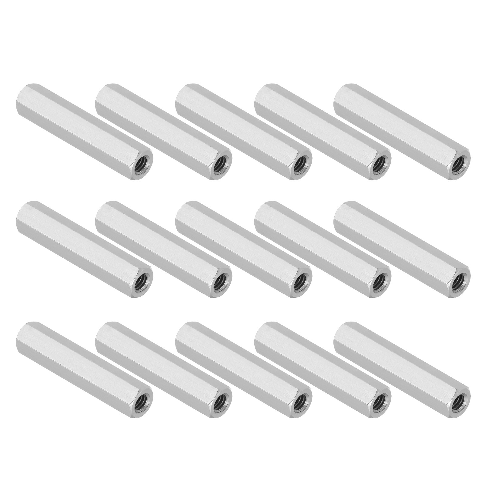 15Pcs 1/4"-20 UNC 2" Length 304 Stainless Steel Hex Coupling Nuts Connector