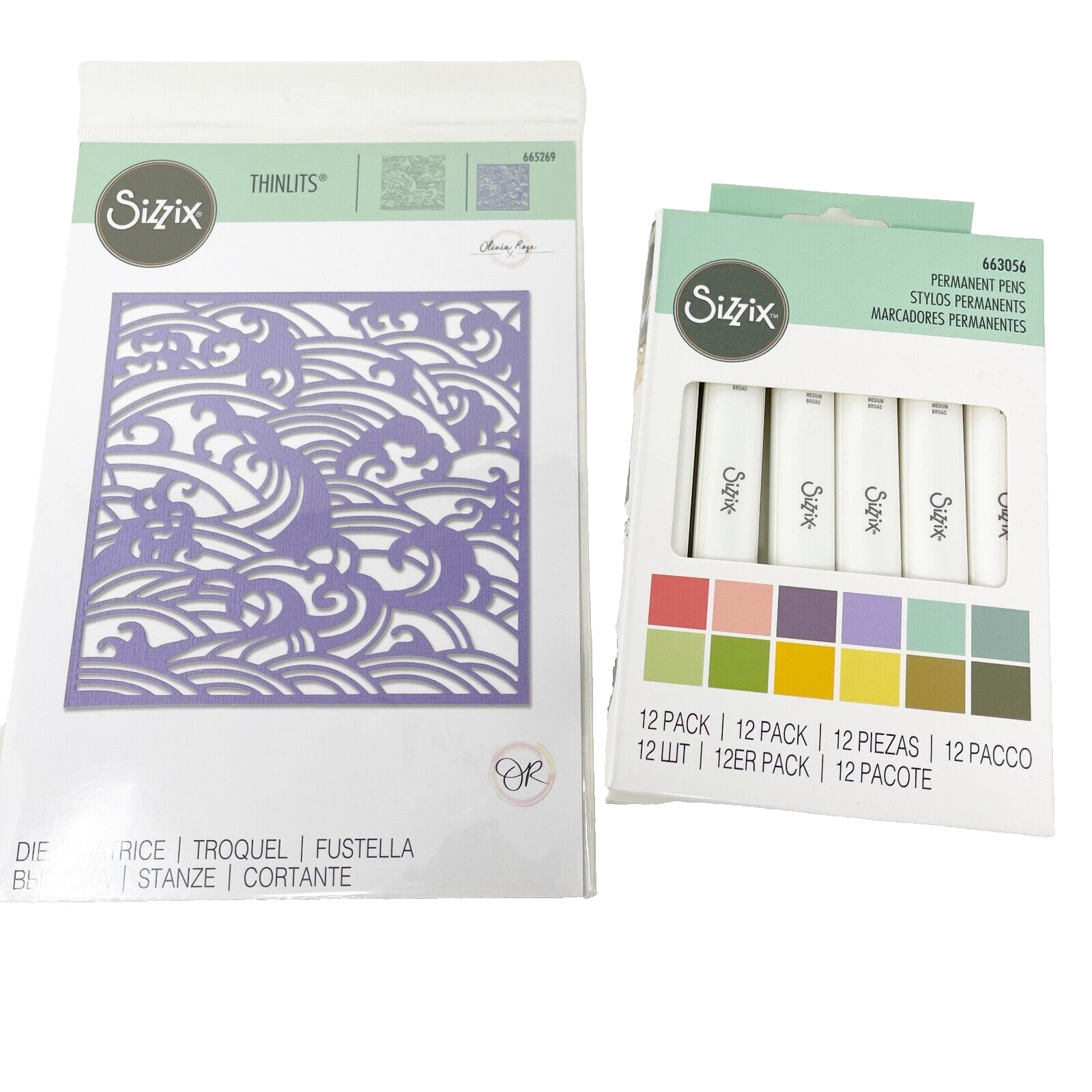 Sizzix Thinlits Mystical Seascape Cutting Dies Pens 12 Pack NEW