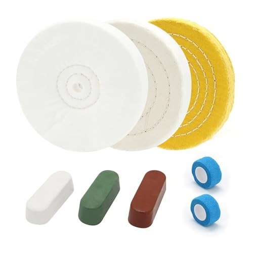 8" Buffing Polishing Wheels Set - Soft/Fine/Medium for Bench Grinder, 3PCS + 7.4