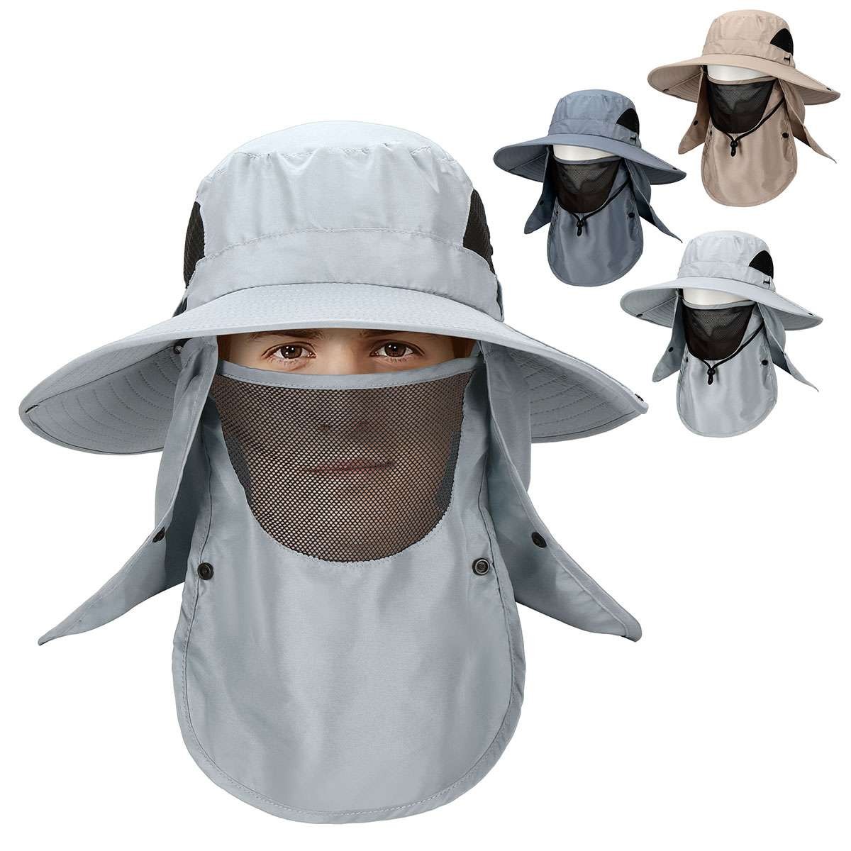 Men Wide Brim Sun Hat UV Protection Bucket Cap For Hiking Camping Fishing Safari