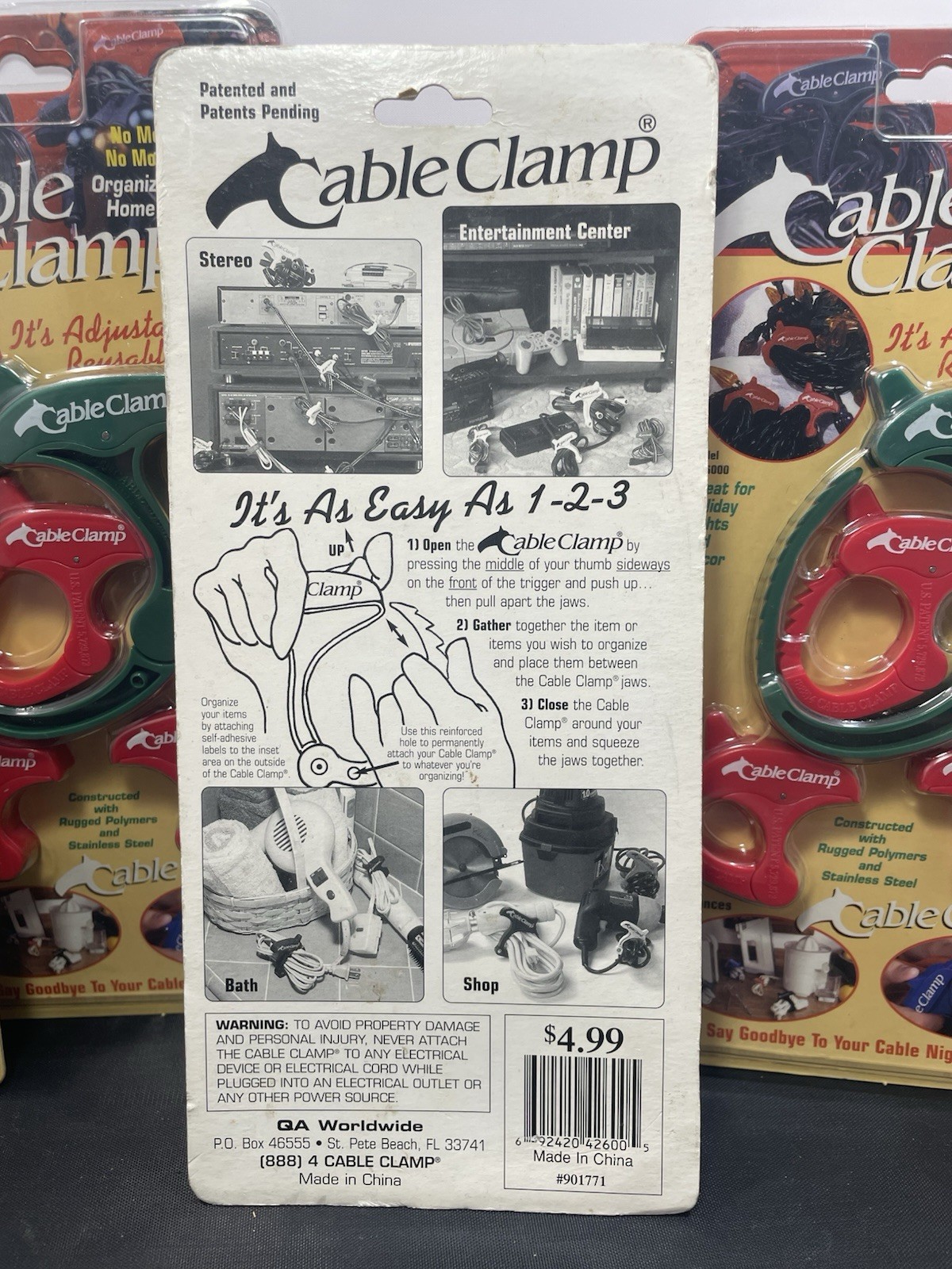 CABLE CLAMP 4 Pack Adjustable Cord Organizer Rugged Reuseable Home Office Tools