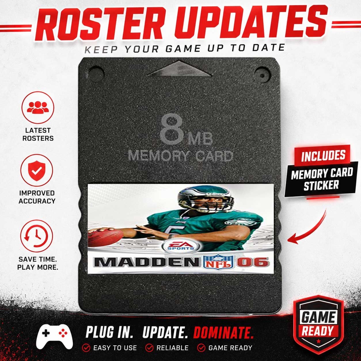 Madden 06 Roster Updates PlayStation 2 PS2 Memory Card 100% Completed Save