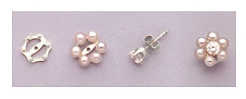 Two Solid 925 Sterling Silver Six Pearl Earring Jackets (Pearls NOT Included)