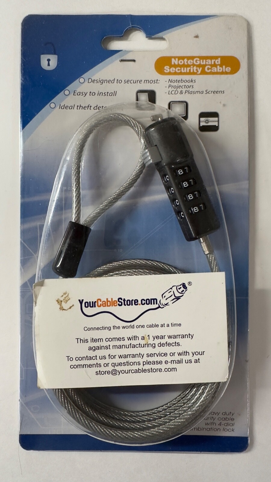 UNIVERSAL NOTEGUARD COMBINATION  6FT NOTEBOOK SECURITY CABLE LOCK