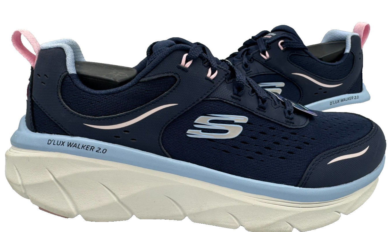Skechers Women's D'lux Walker-Infinite Lace Up Navy/Lt Pink Shoes Size:7.5 81J