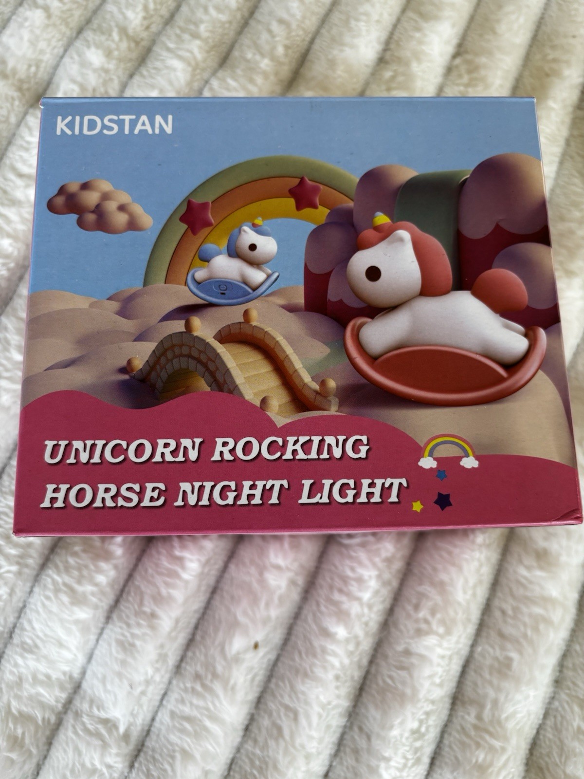 Rainbow Rocking Horse Night Light Pink And White Brand New In Box