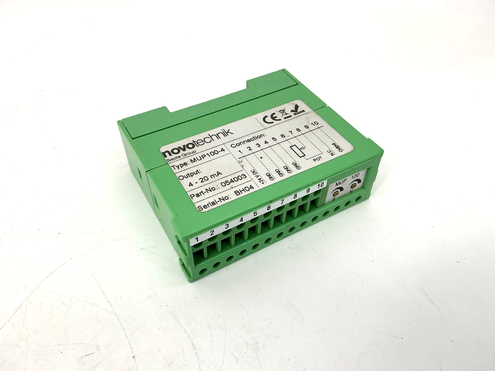New Novotechnik MUP100-4 Signal Conditioner Output: 4-20mA 054003 - No Box