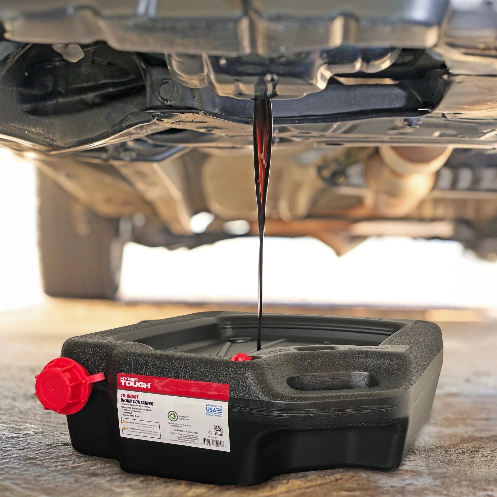 Hyper Tough 16-Quart Automotive Drain Pan Container Oil Fluid Collection Durable