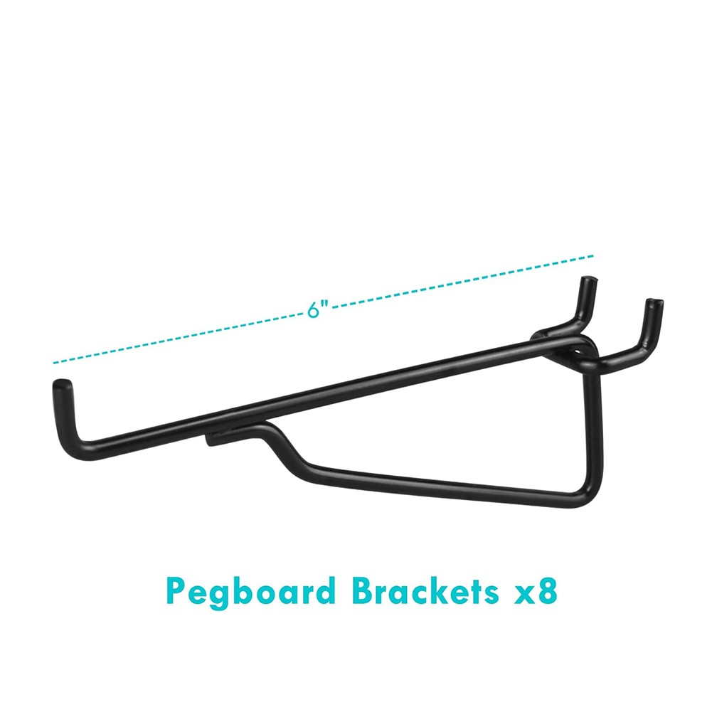 Peg Board Shelf Hooks, 8PACK 6In Metal Utility Hook Set, Peg Board6135