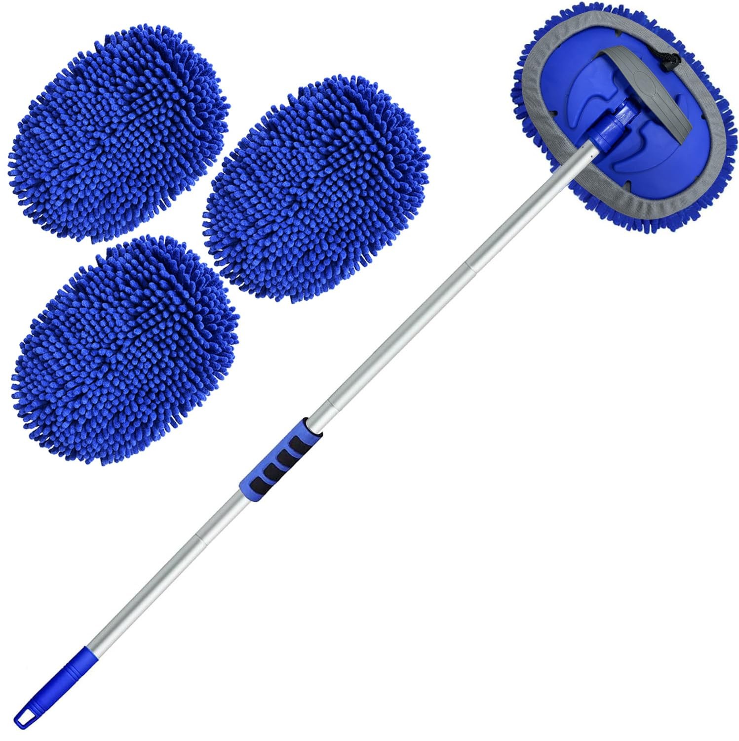 62'' Car Wash Brush with Long Handle Chenille Microfiber Car Wash Mop Mitt Ki...
