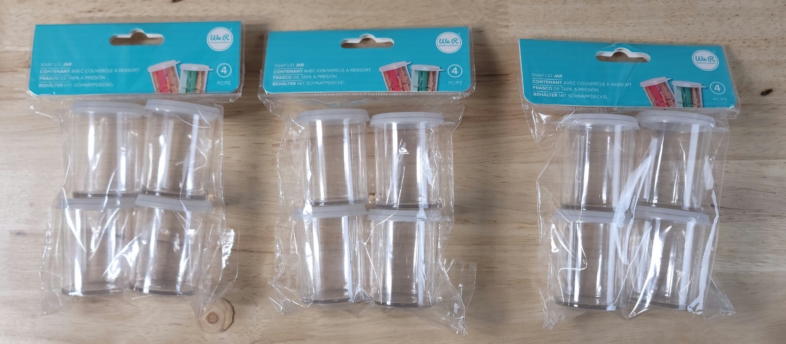 We R Memory Keepers SNAP LID JARS #660430 Lot of 3 Sets Plastic Jars