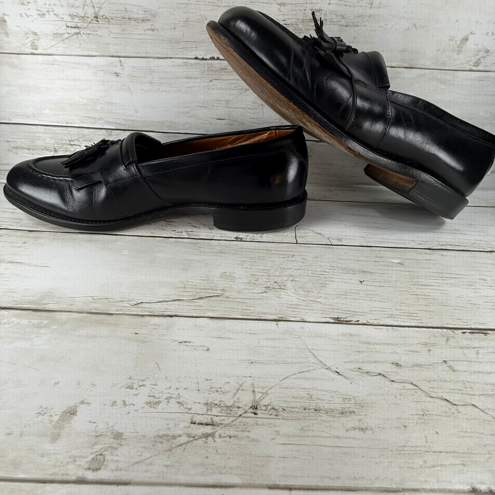 Allen Edmonds Newport Mens Black Leather Tassel Kiltie Loafers Dress Shoes 10 D