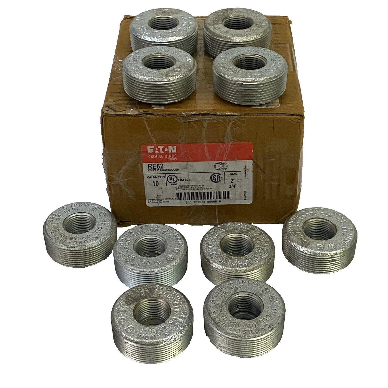 Eaton RE62 Crouse-Hinds Conduit Hub Reducer 2" x 3/4" - Box of 10 Reducers