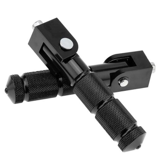 8mm M8 Passenger Foot Supports Pedals, 90 Degree Foldable Anti-Skid Foot Black
