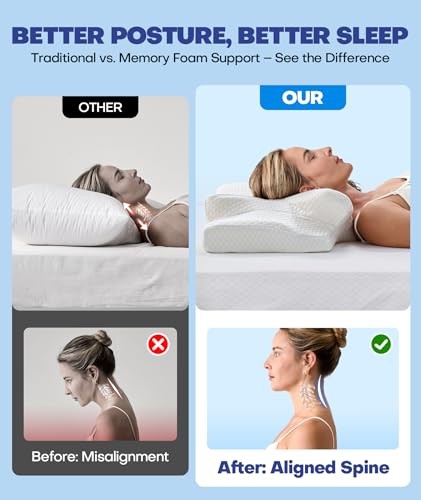 EMIRCEY CERVICAL NECK SUPPORT PILLOW FOR SIDE SLEEPERS - STANDARD SIZE- WHITE