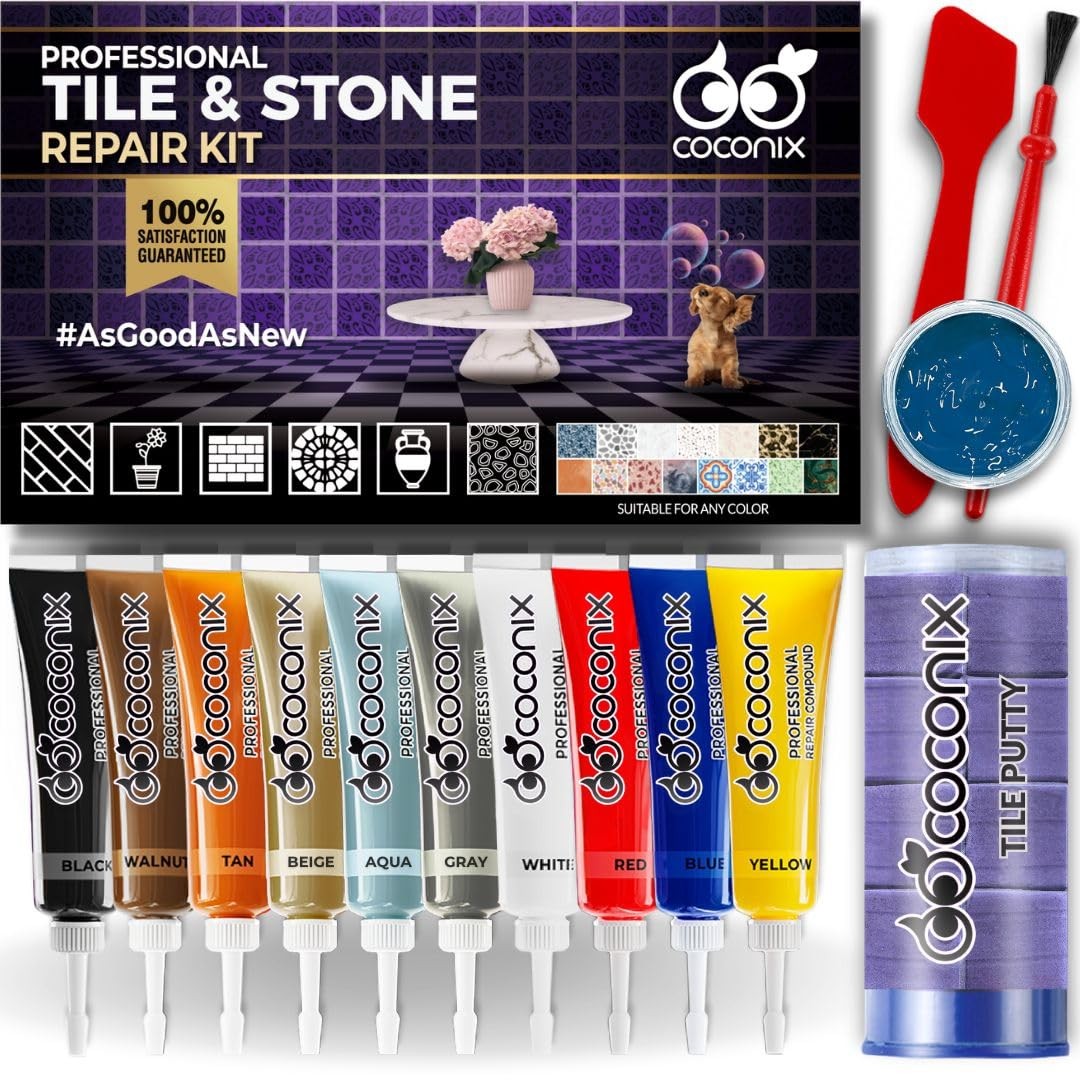 Coconix Tile & Stone Repair Kit | Fix 0.64 Fl Oz (Pack of 11), Multicolor