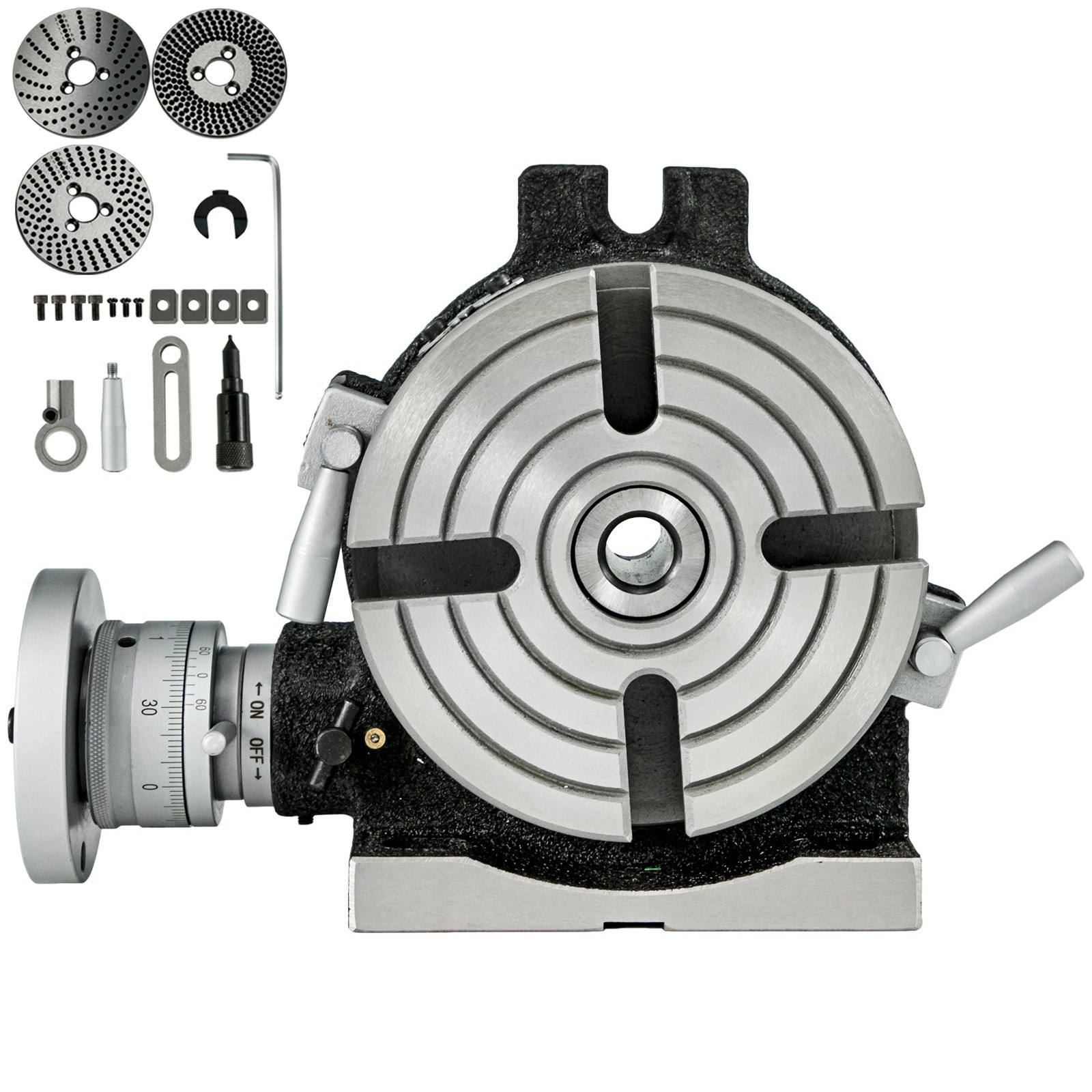 Uimoso 6" 4-Slot Rotary Table for Milling - Horizontal/Vertical Dividing Plates