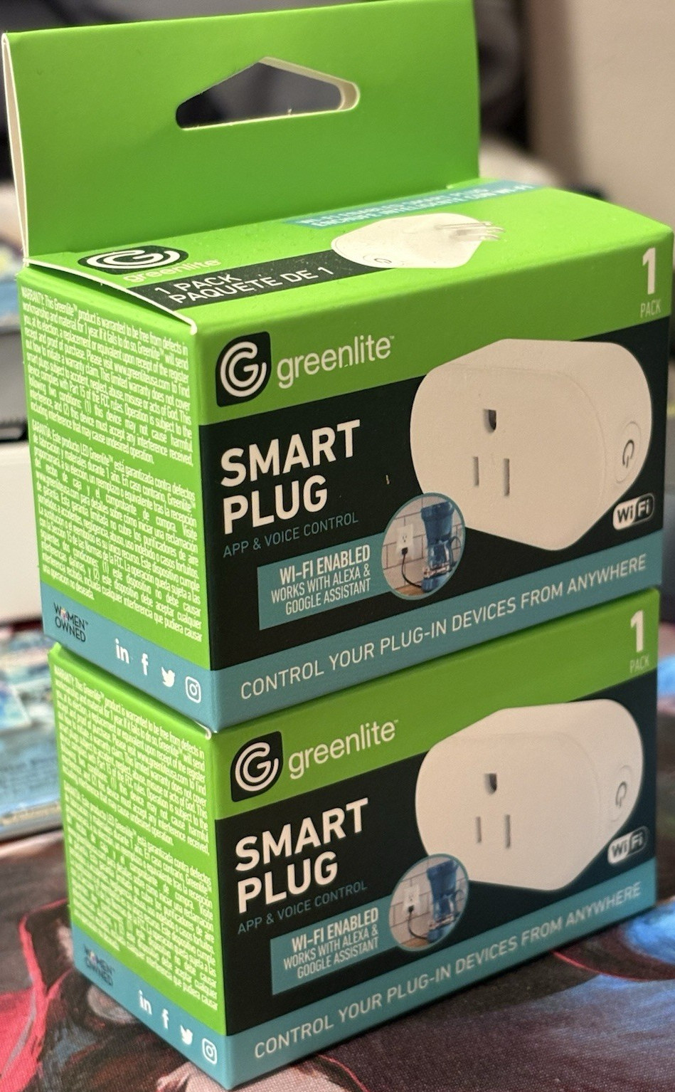 Greenlite Wi-Fi Smart Plug 2 Pack Works with Alexa & Google. App & voice control