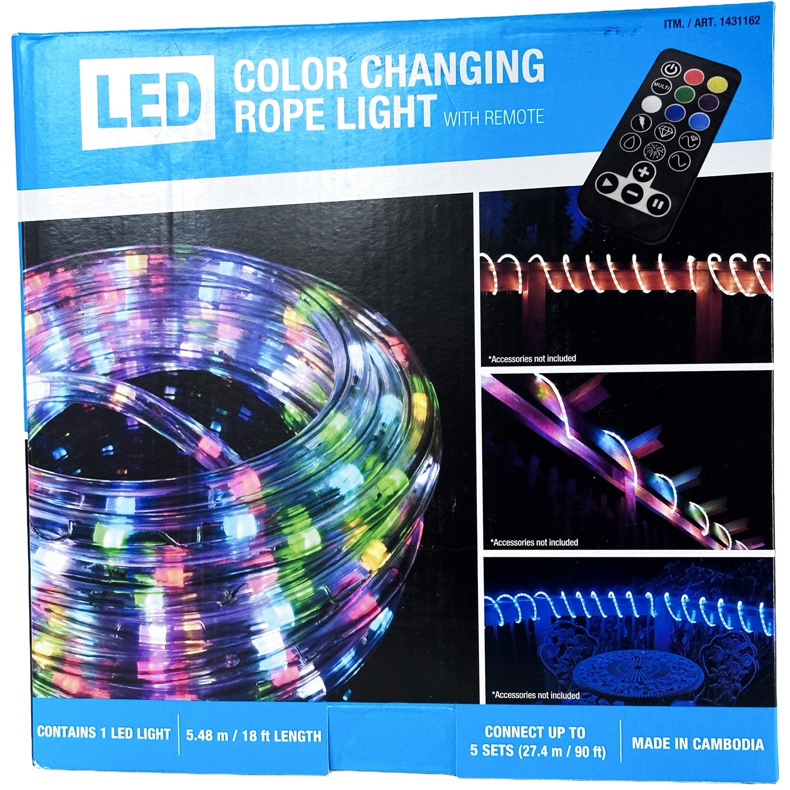 18ft LED Color Changing Rope Light w Remote Indoor Outdoor Connectable RGB New