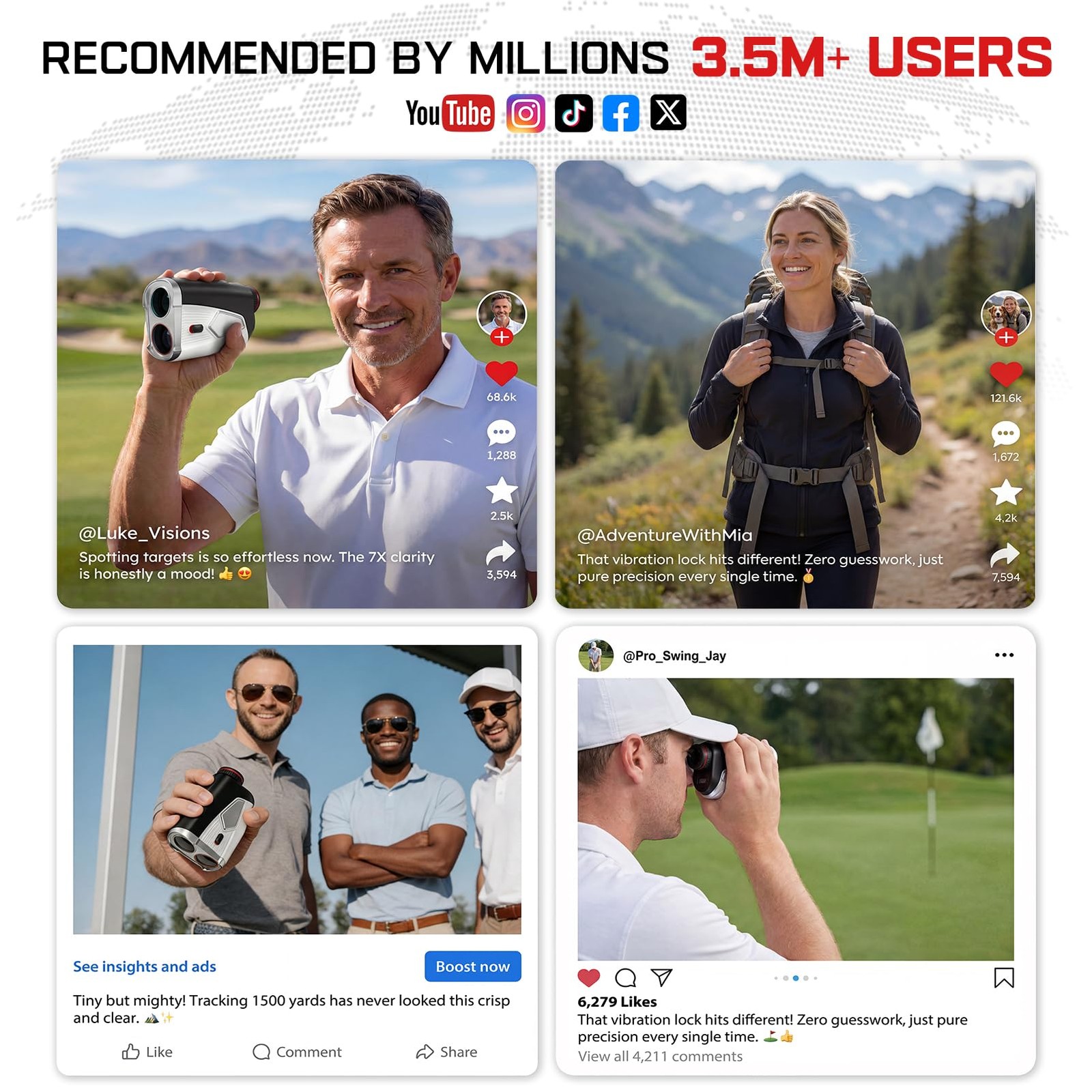 Upgraded 0.5 Second Easily Lock on a Pin Golf Rangefinder with Slope 2X HD