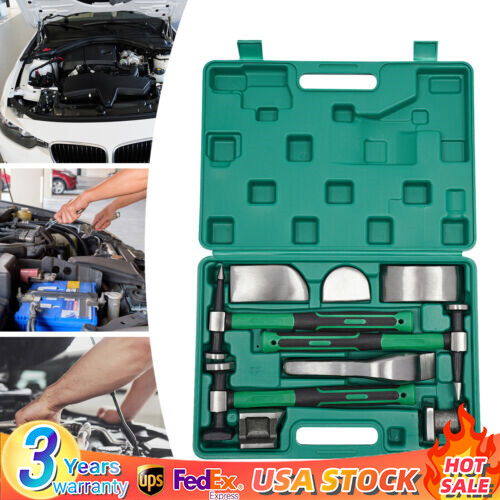 9pcs Set Hand Car Auto Body Work Hammer Fender Tool Dent Crowbar Repair Kit NEW