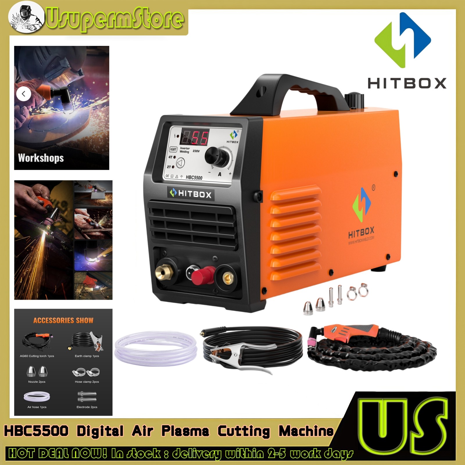 HITBOX 55A Air Plasma Cutter IGBT Inverter Cutting Machine 110V/220V HBC5500 NEW
