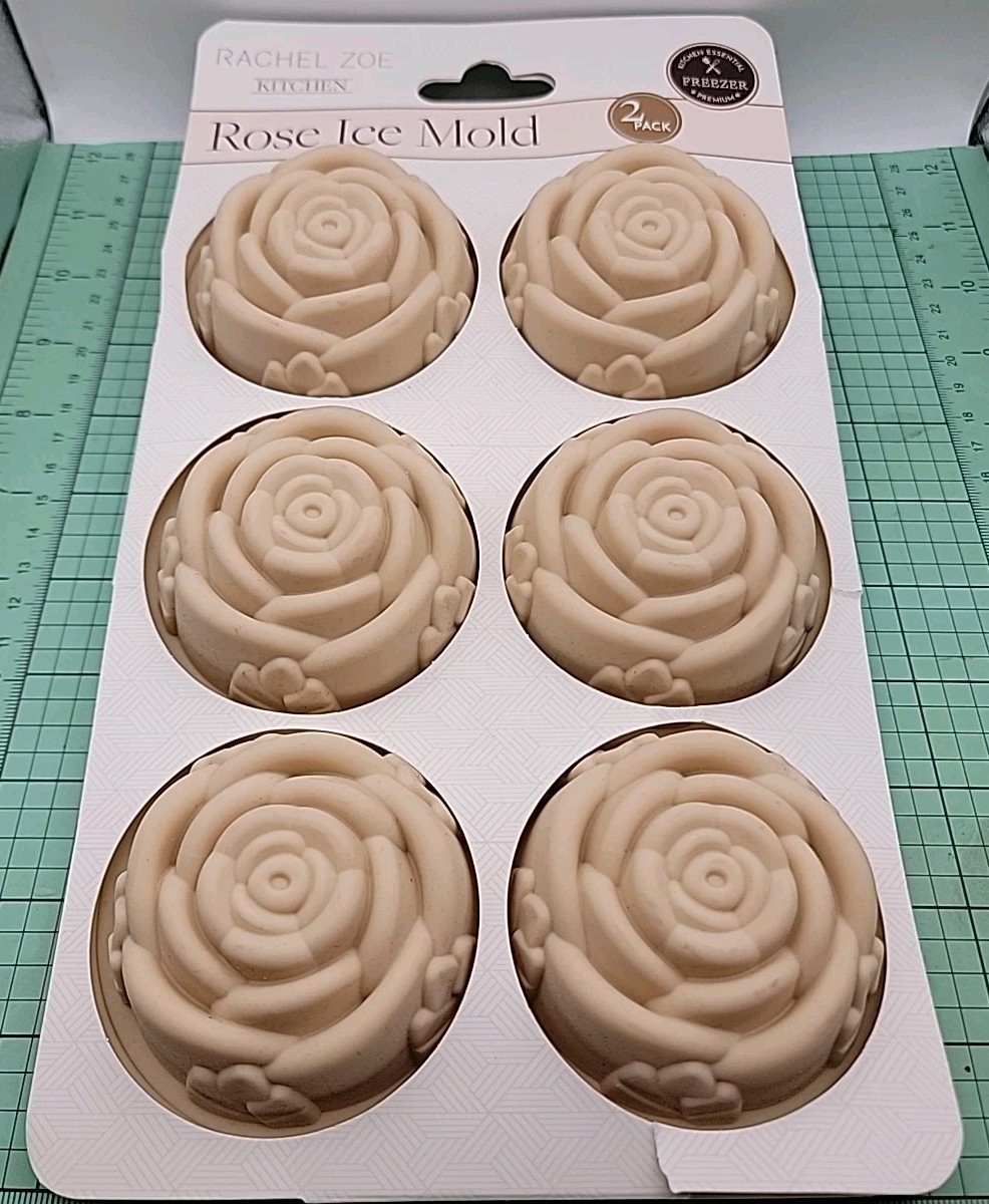 Rachel Zoe Kitchen: Beige Silicone Rose Ice Molds, Set Of 2, New & Free Shipping