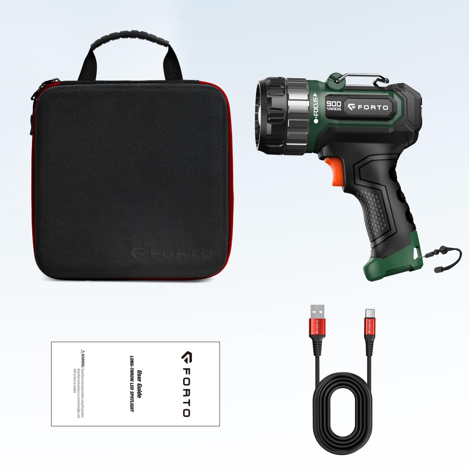 FORTO Compact Rechargeable Spotlight with Adjustable Focus, Handheld Spot Lig...