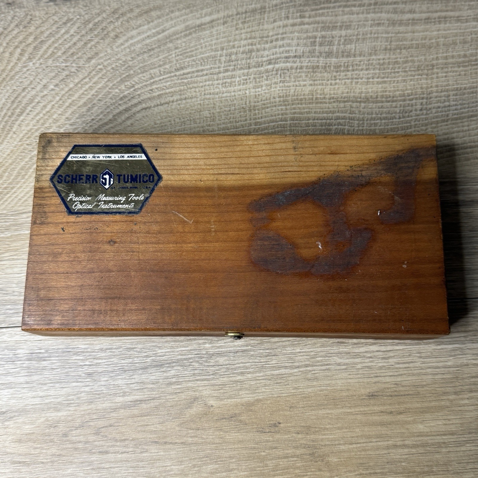 Scherr Tumico 0-3" Depth Gauge Micrometer Wood Storage Box Case Extra Gauges
