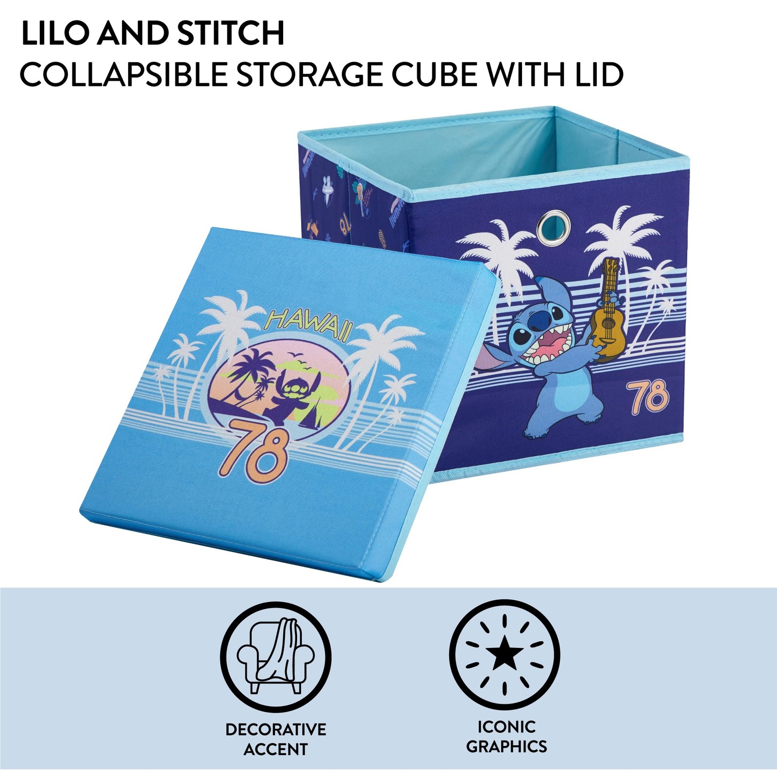 Lilo & Stitch Collapsible Storage Cube with 10" x x 10", and