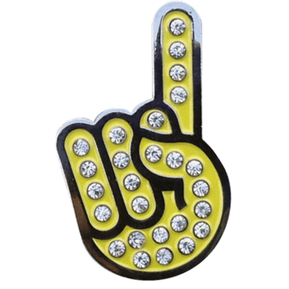 ReadyGolf: Hand Gesture - Number #1 Ball Marker & Hat Clip with Crystals