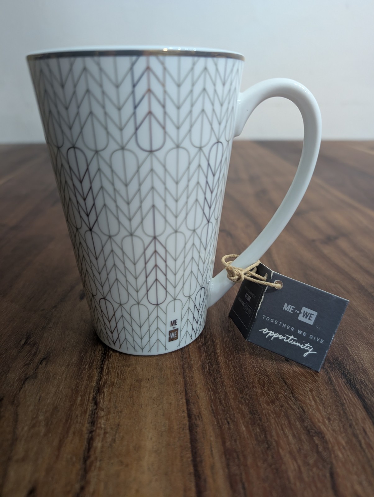 Me To We 16oz Latte Coffee Mug We Change The World Silver Rim NWT