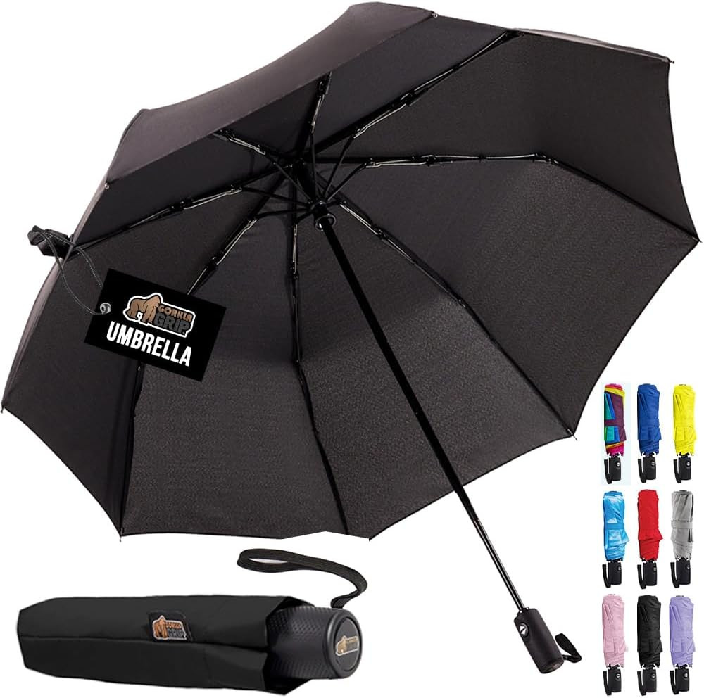 Strong Windproof Stick Compact Umbrella for Rain, One-Click Automatic Open and C
