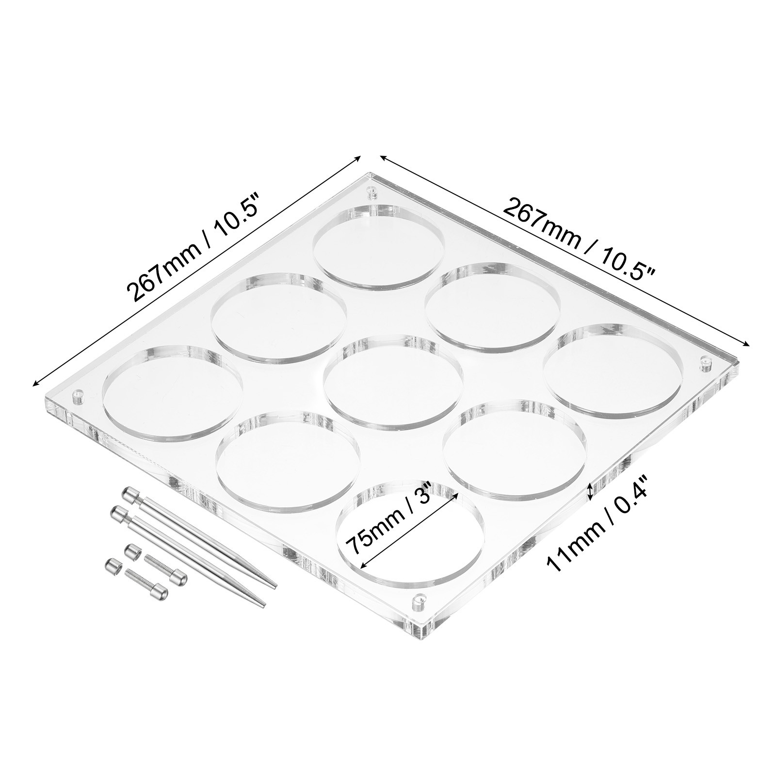 Acrylic 3D Coin Frame with 9 3" Compartments