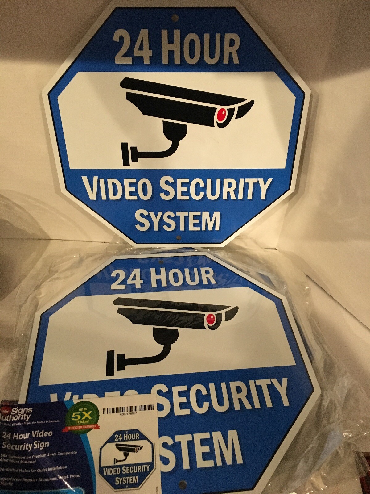 24 Hour VIDEO Security SIGN Home Warning Metal Signs Lot Of 2