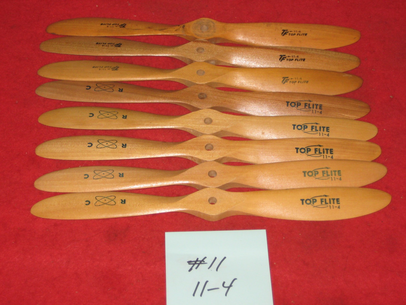 #11 8 VINTAGE TOP FLITE 11-4 WIDE WOOD PROPS GLOW MODEL AIRPLANE ENGINE