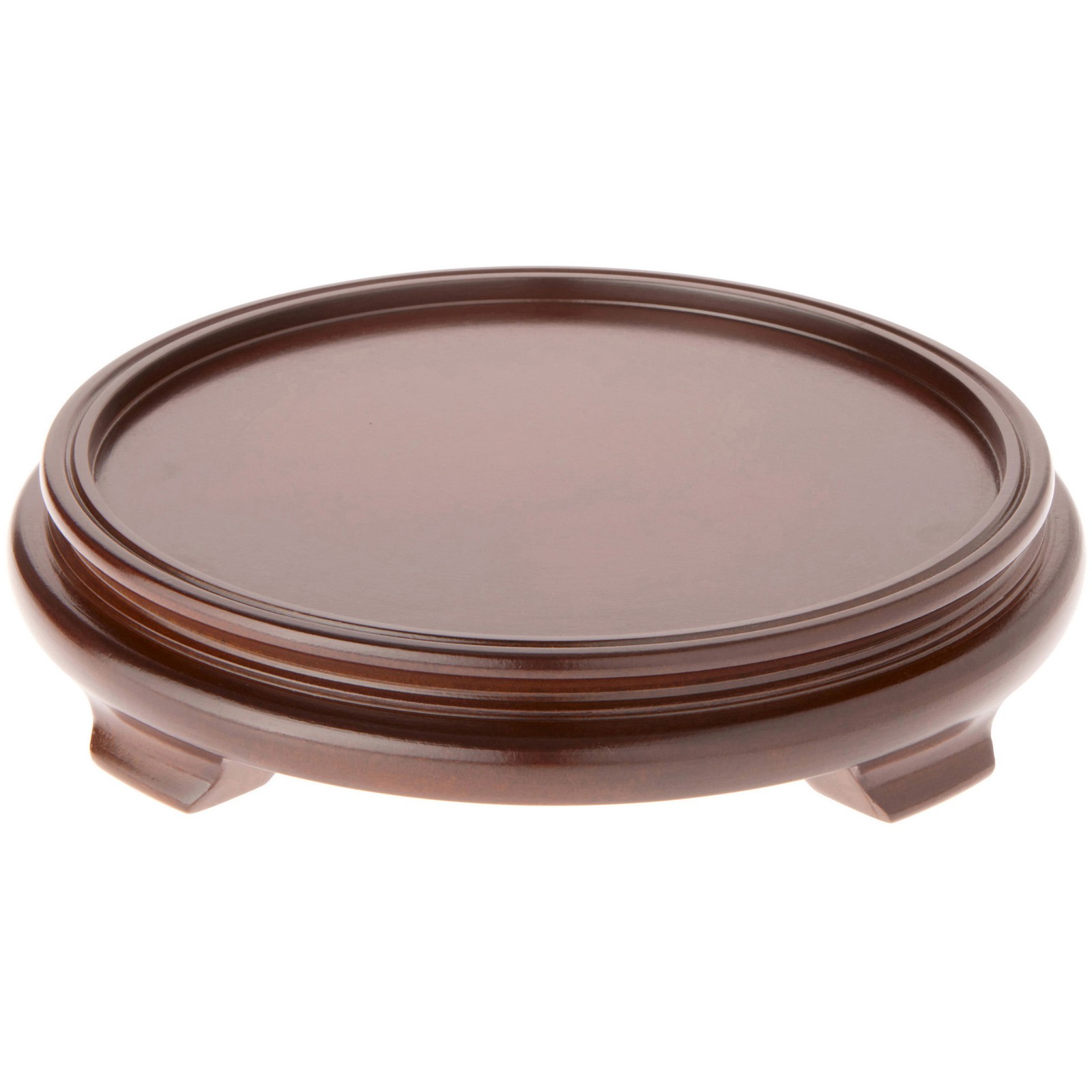 Plymor Walnut Round Wood Veneer Footed Display Base, 10.5" W x 10.5" D x 2" H