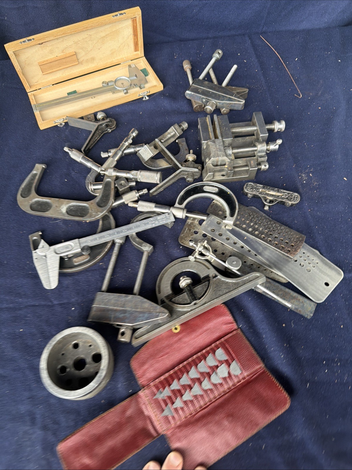 vintage estate lot of machinist tools lufkin helios etc