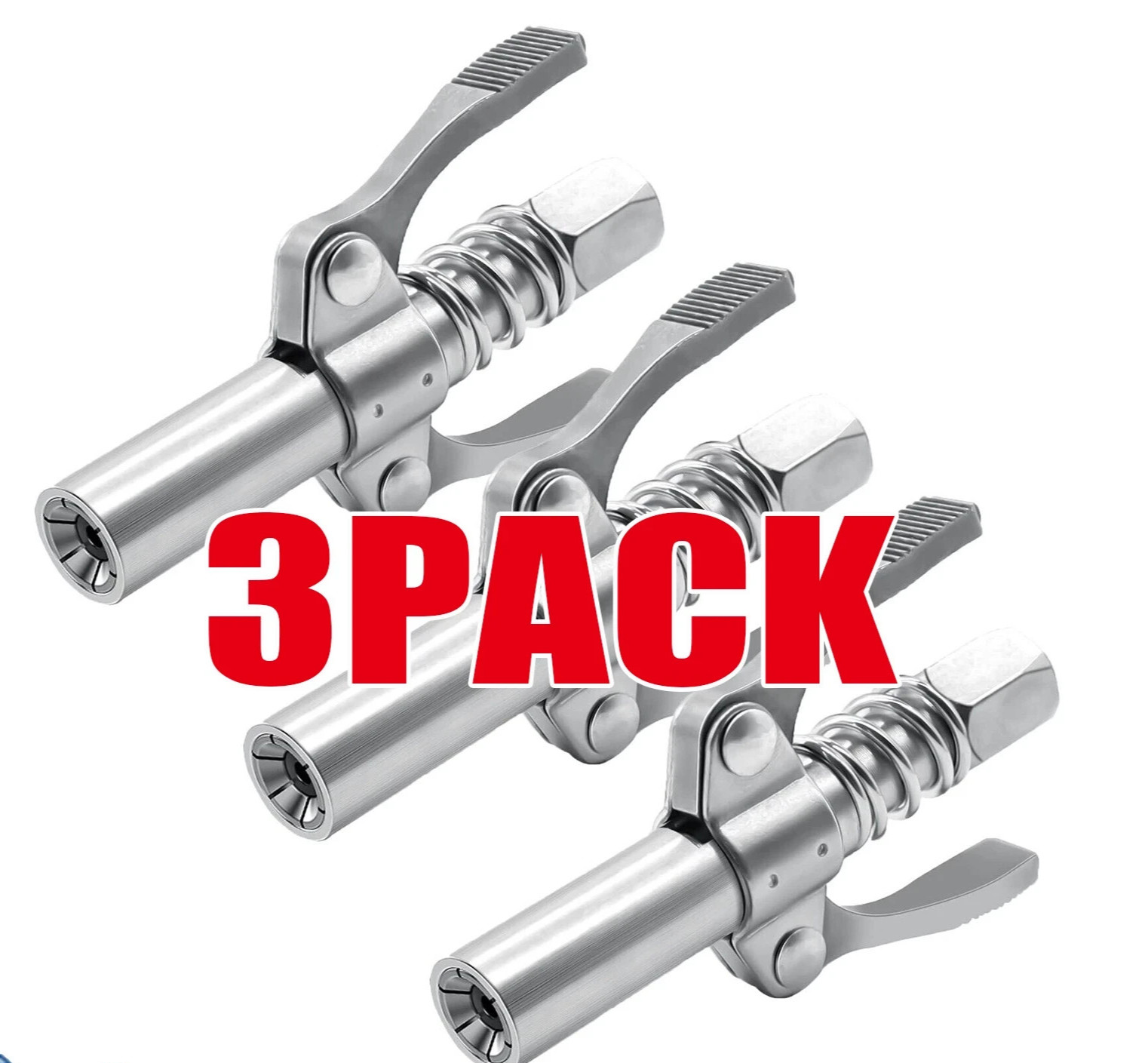 3X Grease Gun Coupler Double Handle High Pressure Quick Release Lock Oil Nozzles