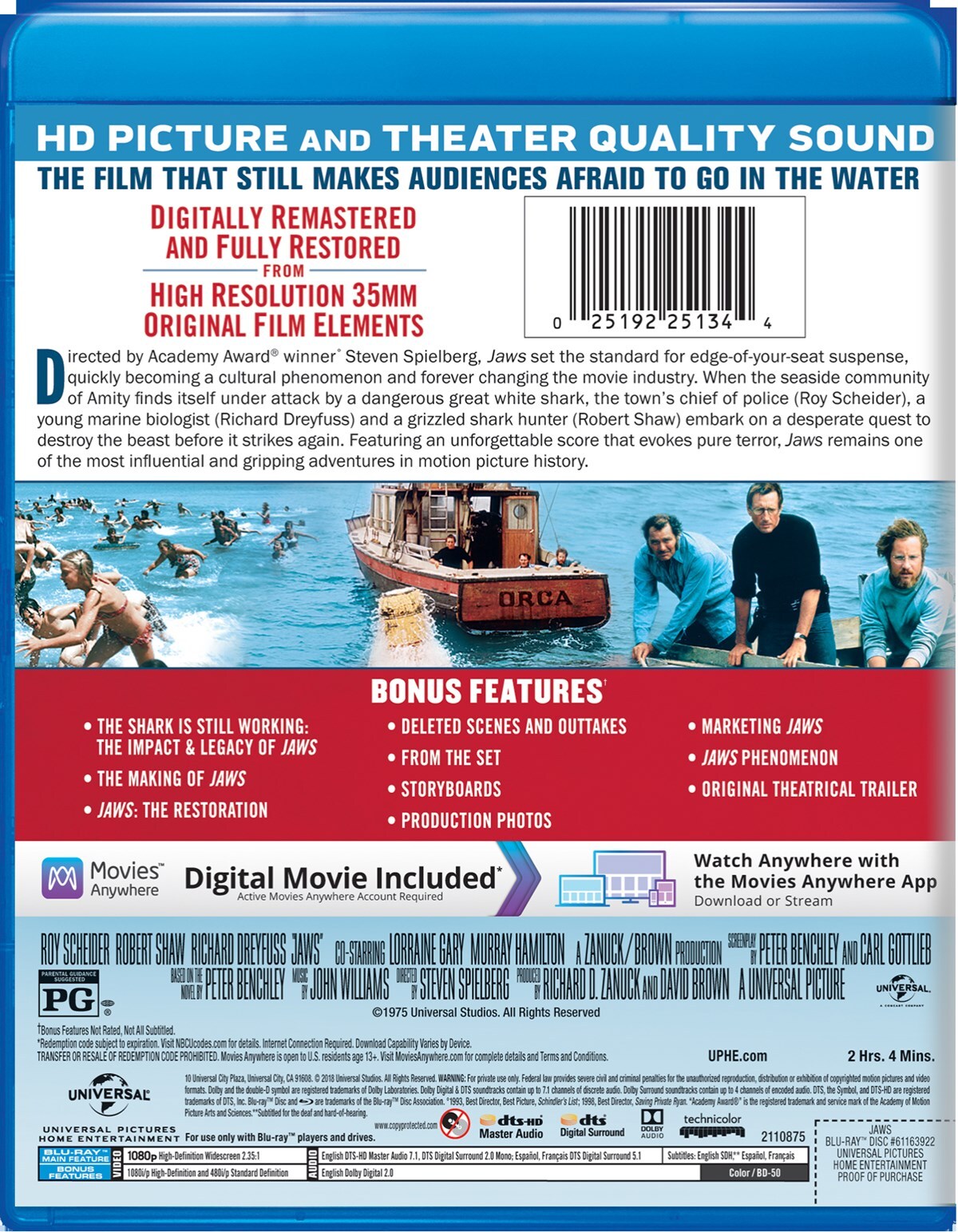 Jaws Blu-ray Roy Scheider NEW