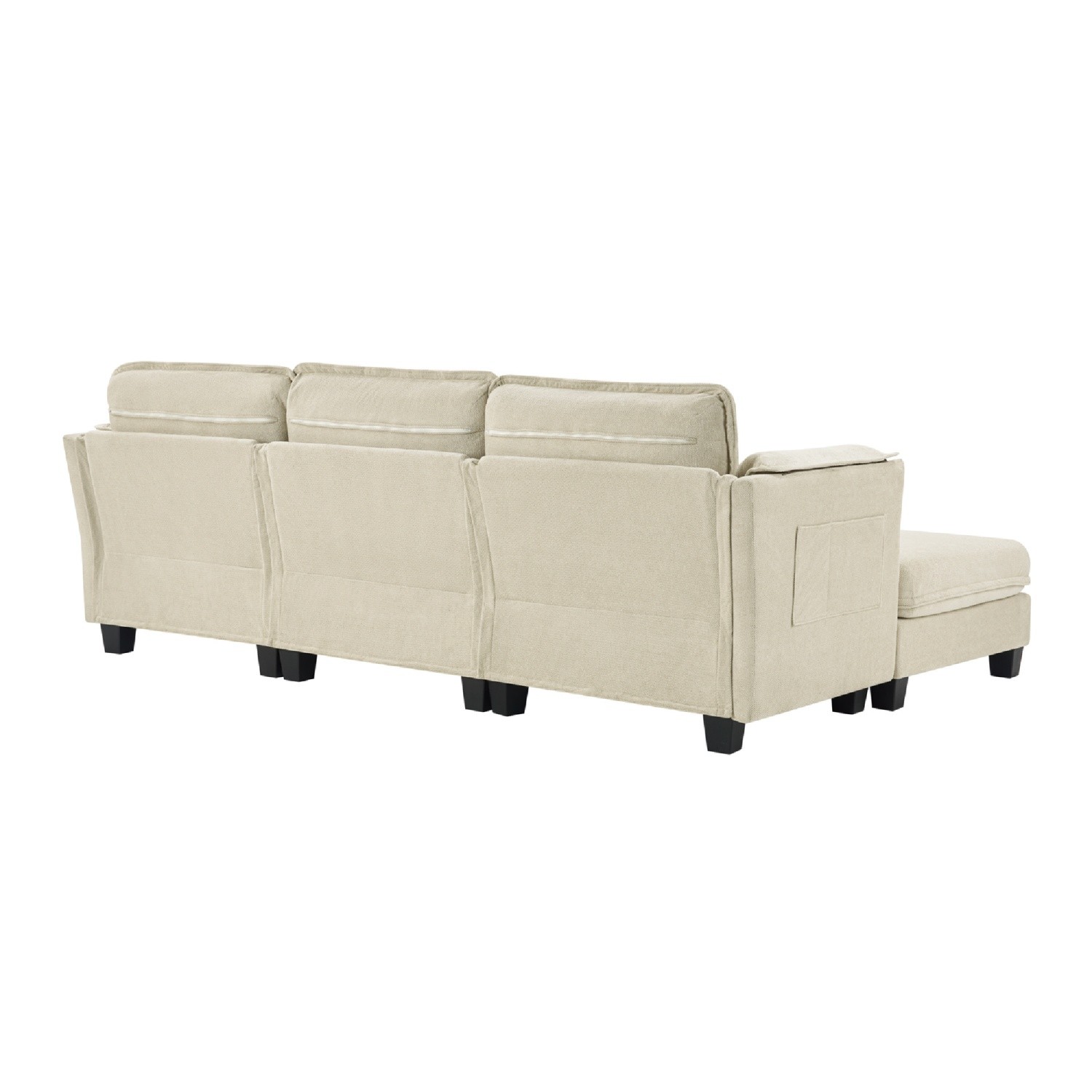 L-Shaped Sofa 4-Seater Modular Couch w/ Ottoman & Detachable Armrest Cushion