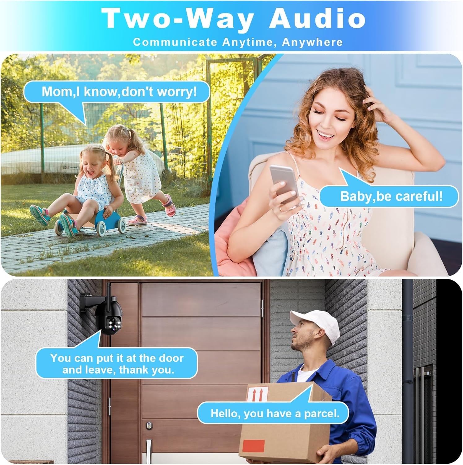 Solar Security Cameras Wireless Outdoor, 2K PTZ WiFi 3MP Indoor Security Camera