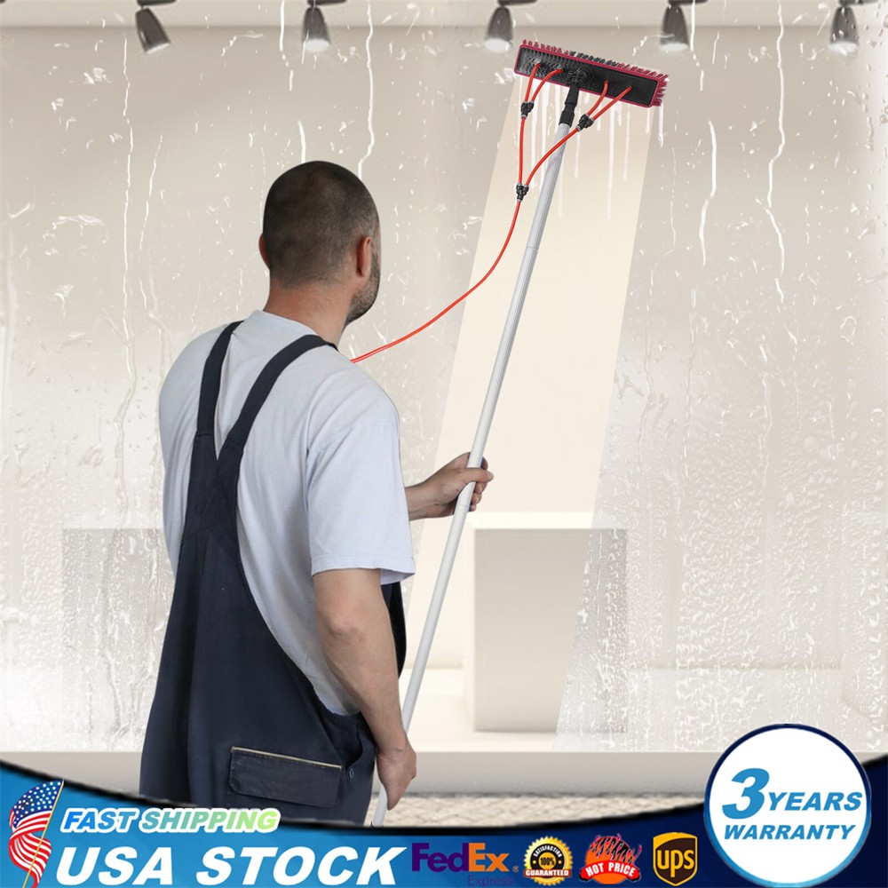 26FT Water Fed Pole Cleaning Brush Tool For Window+Solar Panel Clean Washing
